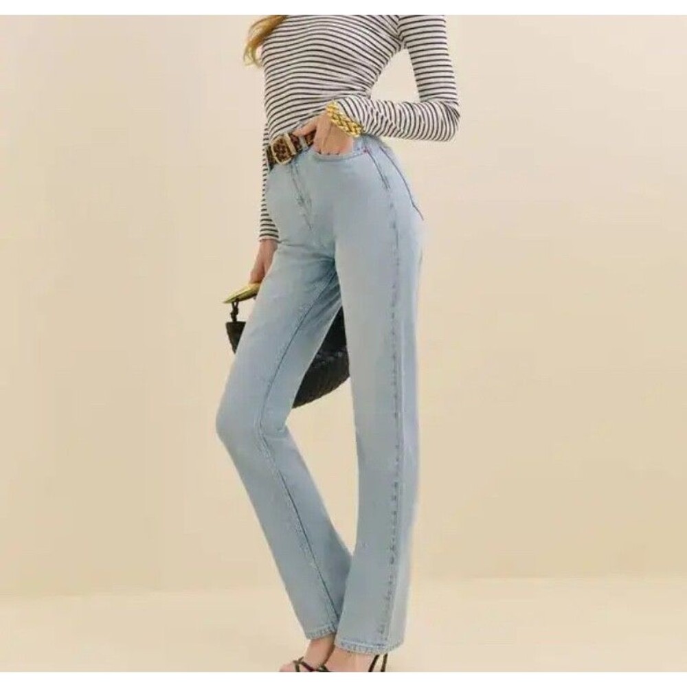 Reformation Jax Stretch High Rise Straight Leg Jeans Light Wash Size 30
